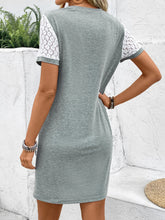 Load image into Gallery viewer, Lace Detail Round Neck Short Sleeve Mini Dress
