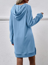 Load image into Gallery viewer, Slit Long Sleeve Hooded Dress with Pocket
