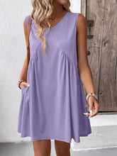 Load image into Gallery viewer, Ruched V-Neck Sleeveless Mini Dress
