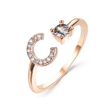 Load image into Gallery viewer, Womens New Design Adjustable 26 Initial Letter Ring Fashion Simple Elegant Jewelry

