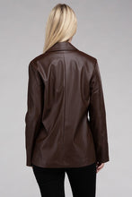 Load image into Gallery viewer, Sleek Pu Leather Blazer with Front Closure

