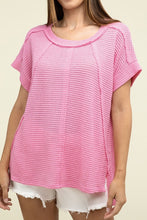 Load image into Gallery viewer, Brushed Waffle Exposed-Seam Short Sleeve Top
