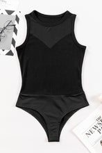 Load image into Gallery viewer, Black Mesh Patchwork Sleeveless Bodysuit
