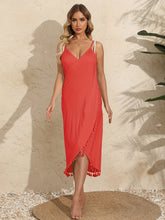 Load image into Gallery viewer, Backless Tassel Surplice Spaghetti Strap Cover Up Dress
