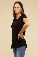 Load image into Gallery viewer, Flowy Round Hem Rayon Short Sleeve Top
