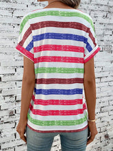 Load image into Gallery viewer, Striped V-Neck Short Sleeve T-Shirt
