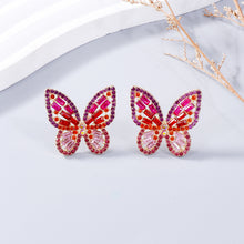 Load image into Gallery viewer, Alloy Inlaid Rhinestone Butterfly Earrings
