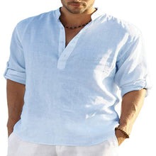 Load image into Gallery viewer, Men&#39;s Casual Cotton Linen Solid Color Long Sleeve Shirt
