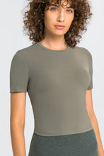 Load image into Gallery viewer, Round Neck Short Sleeve Yoga Tee
