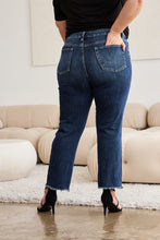 Load image into Gallery viewer, RFM Crop Dylan Plus Size Tummy Control Distressed High Waist Raw Hem Jeans
