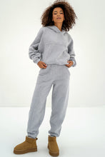 Load image into Gallery viewer, Gray Solid Exposed Seams Hoodie and Joggers Activewear Set
