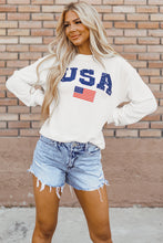 Load image into Gallery viewer, White USA Flag Corded Graphic Sweatshirt
