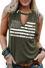 Load image into Gallery viewer, Black Cutout American Flag Print Tank Top
