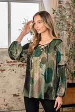 Load image into Gallery viewer, Sew In Love Full Size Snakeskin Print Long Sleeve Top with Ruffle
