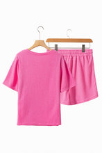 Load image into Gallery viewer, Rose Red Textured Baseball Bowknot Graphic Tee and Shorts Set
