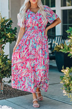 Load image into Gallery viewer, Wrap V Neck Floral Maxi Dress
