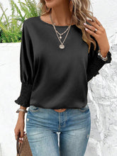 Load image into Gallery viewer, Smocked Round Neck Three-Quarter Sleeve Blouse
