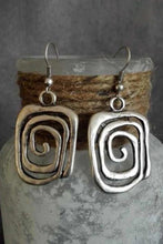 Load image into Gallery viewer, Silver Vintage Square Swirl Hook Earrings
