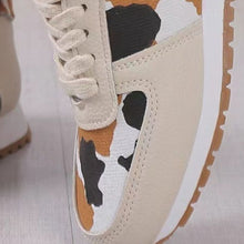 Load image into Gallery viewer, Tied Printed PU Leather Athletic Sneakers
