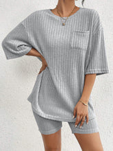 Load image into Gallery viewer, Ribbed Round Neck Top and Shorts Set
