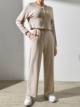 Load image into Gallery viewer, Half Button Long Sleeve Top and Pants Set
