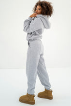 Load image into Gallery viewer, Gray Solid Exposed Seams Hoodie and Joggers Activewear Set
