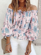 Load image into Gallery viewer, Floral Off-Shoulder Flounce Sleeve Blouse
