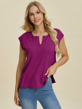 Load image into Gallery viewer, Double Take Full Size Notched Cap Sleeve Knit Top
