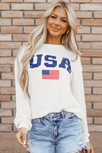 Load image into Gallery viewer, White USA Flag Corded Graphic Sweatshirt
