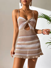 Load image into Gallery viewer, Cutout Striped Spaghetti Strap Cover Up Dress
