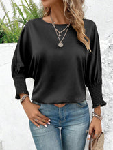 Load image into Gallery viewer, Smocked Round Neck Three-Quarter Sleeve Blouse
