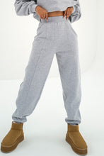 Load image into Gallery viewer, Gray Solid Exposed Seams Hoodie and Joggers Activewear Set
