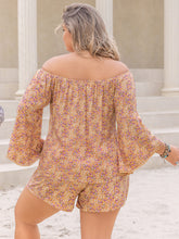 Load image into Gallery viewer, Plus Size Printed Off-Shoulder Top and Shorts Set
