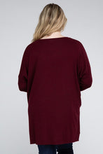 Load image into Gallery viewer, Plus Dolman Sleeve V-Neck Side Slit Hi-Low Hem Top
