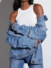 Load image into Gallery viewer, Button Up Collared Neck Denim Jacket
