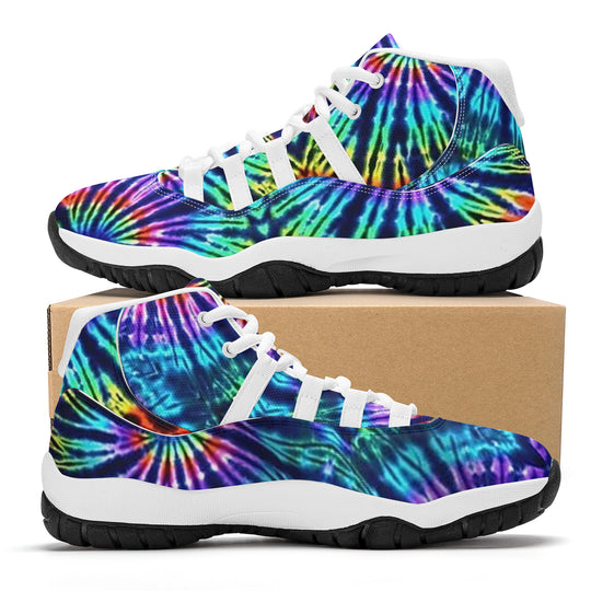 Ti Amo I love you - Exclusive Brand- Rainbow Tie-Dye Pattern -  High Top Air Retro Sneakers - White Laces