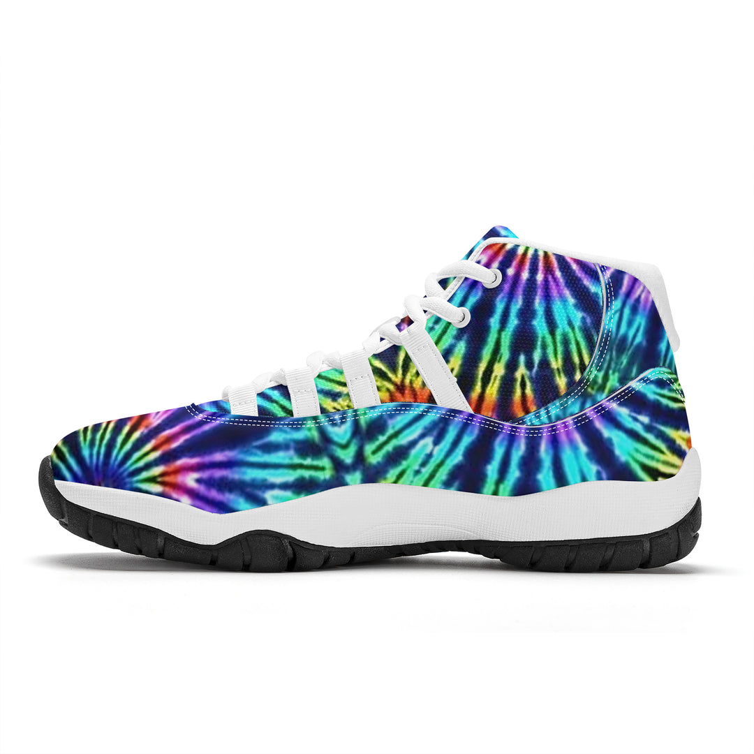 Ti Amo I love you - Exclusive Brand- Rainbow Tie-Dye Pattern -  High Top Air Retro Sneakers - White Laces