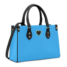 Load image into Gallery viewer, Ti Amo I love you - Exclusive Brand - Medium Cyan Blue - Luxury Womens PU Tote Bag - Black Straps
