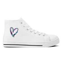 Load image into Gallery viewer, Ti Amo I love you - Exclusive Brand - White - Colorful Hearts - Womens High-Top Canvas Shoes - White Soles
