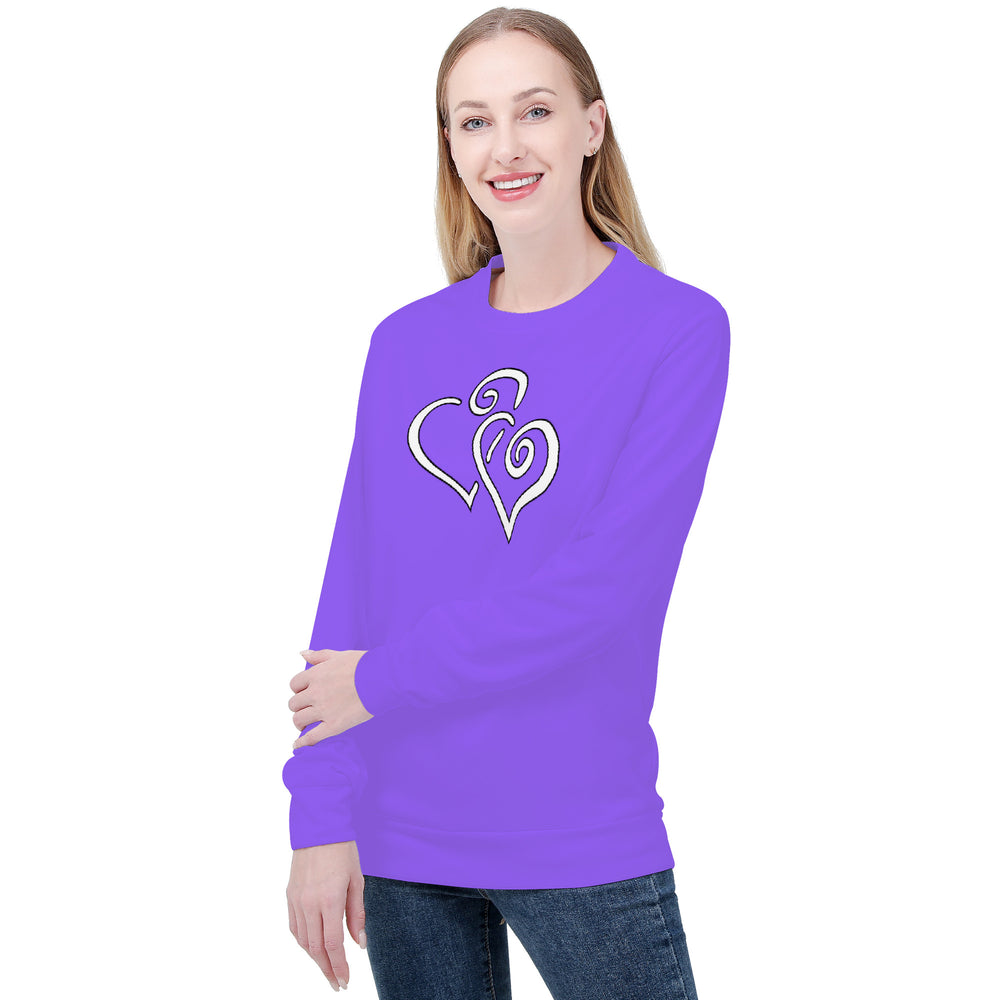 Heliotrope 3 - Double White Heart - Women's Sweatshirts - Purple Sweatshirts - Designer Brand Ti Amo I love you