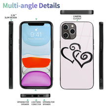 Load image into Gallery viewer, Ti Amo I love you - Exclusive Brand - Prim - Double Black Heart -  iPhone 12 ProMax Glass Case (2 cameras)
