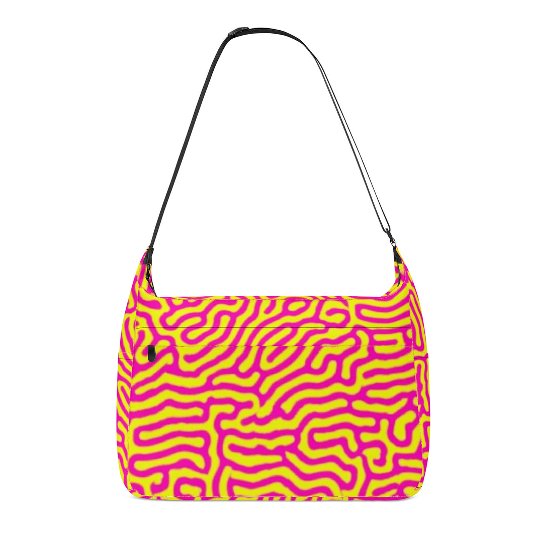 Ti Amo I love you - Exclusive Brand - Bitter Lemon with Hollywood Cerise Stripes - Journey Computer Shoulder Bag