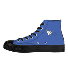 Load image into Gallery viewer, Ti Amo I love you - Exclusive Brand - San Marino Blue - Paper Airplane - High Top Canvas Shoes - Black Soles
