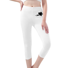 Load image into Gallery viewer, Ti Amo I love you -Exclusive Brand - White - Black Heart - Womens / Teen Girls / Womens Plus Size - Capri Yoga Leggings - Sizes XS-3XL
