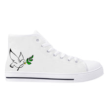 Load image into Gallery viewer, Ti Amo I love you  - Exclusive Brand  - White - Dove with Olive Branch - High-Top Canvas Shoes - White Soles
