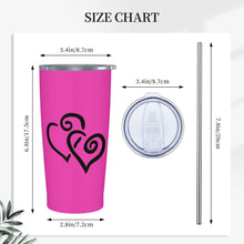 Load image into Gallery viewer, Ti Amo I love you - Exclusive Brand - Frostbite - Double Black Heart - 20oz Stainless Steel Straw Lid Cup
