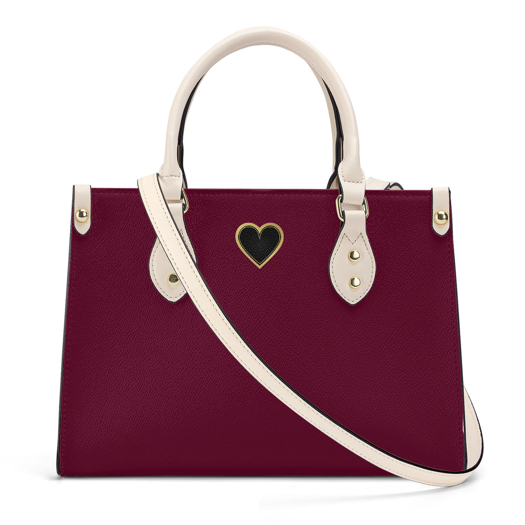 Ti Amo I love you - Exclusive Brand - Mulberry Wood - Luxury Womens PU Tote Bag - Cream Straps