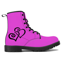 Load image into Gallery viewer, Ti Amo I love you - Exclusive Brand - Brilliant Lavender Rose - Double Black Heart - Synthetic Leather Boots
