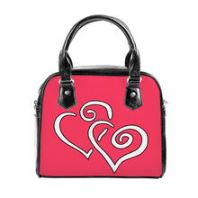 Load image into Gallery viewer, Ti Amo I love you - Exclusive Brand - Radical Red - Double White Heart - Shoulder Handbag
