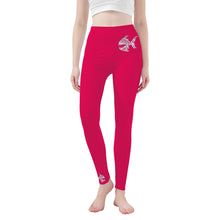 Load image into Gallery viewer, Ti Amo I love you - Exclusive Brand - Bright Hot Pink - Angry Fish  - Womens / Teen Girls  / Womens Plus Size  - Yoga Leggings - Sizes XS-3XL
